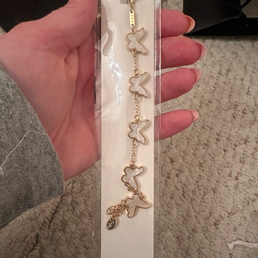Gold and White Butterfly Bracelet